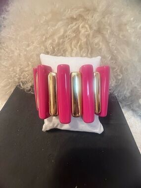 Pink and Gold Statement Stretch Bracelet - Women's Fashion Accessory